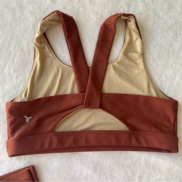 Old Navy PowerSoft Leggings and Sports Bra Set Rust 10/12 activewear workout - Picture 3 of 13
